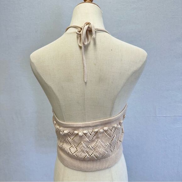 INTERMIX Stevie Crochet Halter Crop Top Size Small New With Tags - Picture 4 of 16